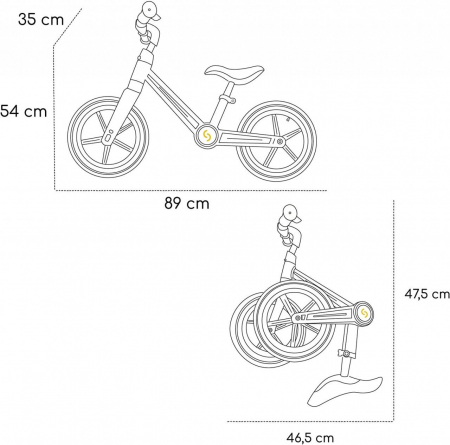 Bicicleta pliabila fara pedale Skiddou Ronny, Galben [2]