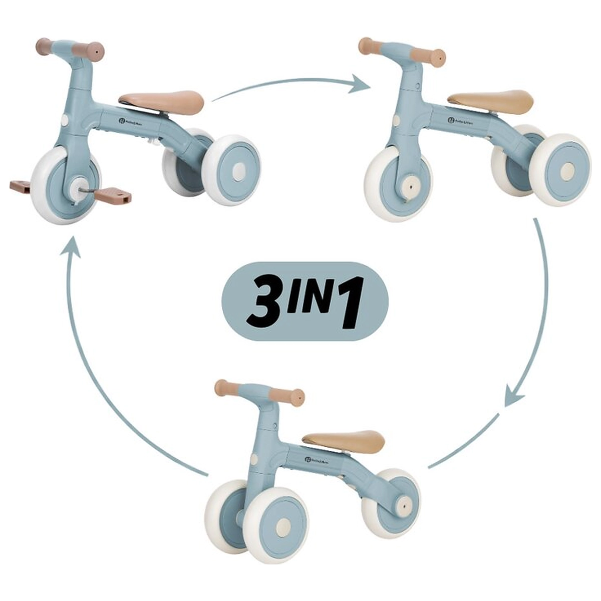 Bicicleta/tricicleta, 3 in 1 Petite&Mars, Multifunctionala, Cu/fara pedale, Ghidon directionabil, Sa reglabila pe inaltime, 2.3 kg, Pana la 25 kg, 12-36 luni, Albastru [1]
