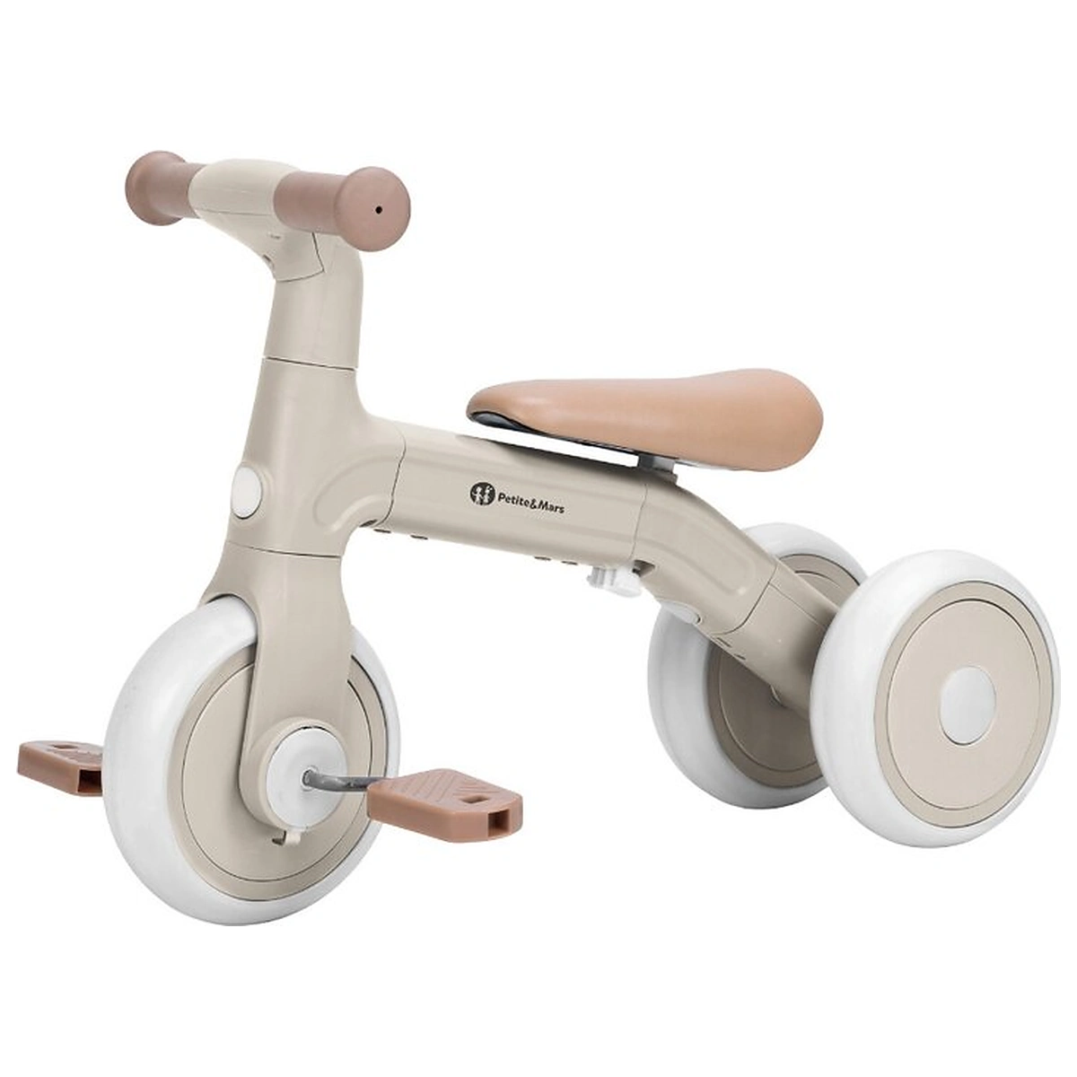 Triciclete - Bicicleta/tricicleta,3 in 1 Petite&Mars, Multifunctionala, Cu/fara pedale, Ghidon directionabil, Sa reglabila pe inaltime, 2.3 kg, Pana la 25 kg, 12-36 luni, Bej