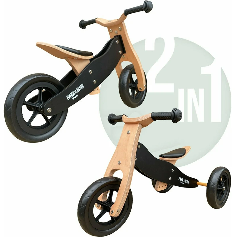 Bicicleta/tricicleta fara pedale, Free2Move, Din lemn, 2 in 1, Functie de bicicleta echilibru, 18 luni - 3 ani [1]
