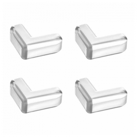 Camera copilului - Set 4 protectii colturi, Cu banda adeziva pentru montare usoara, Din silicon flexibil, Transparent