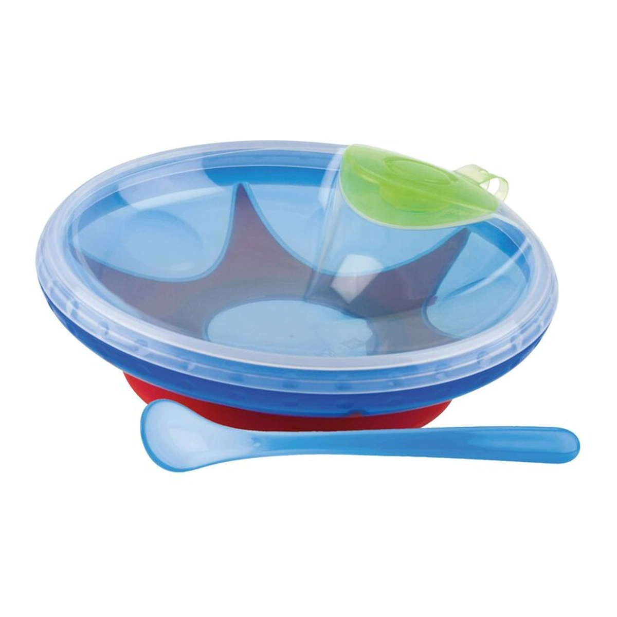 Ora mesei - Bol, Nuby, Cu ventuza, rezervor si lingura, mentine alimentele calde, 400 ml, Blue