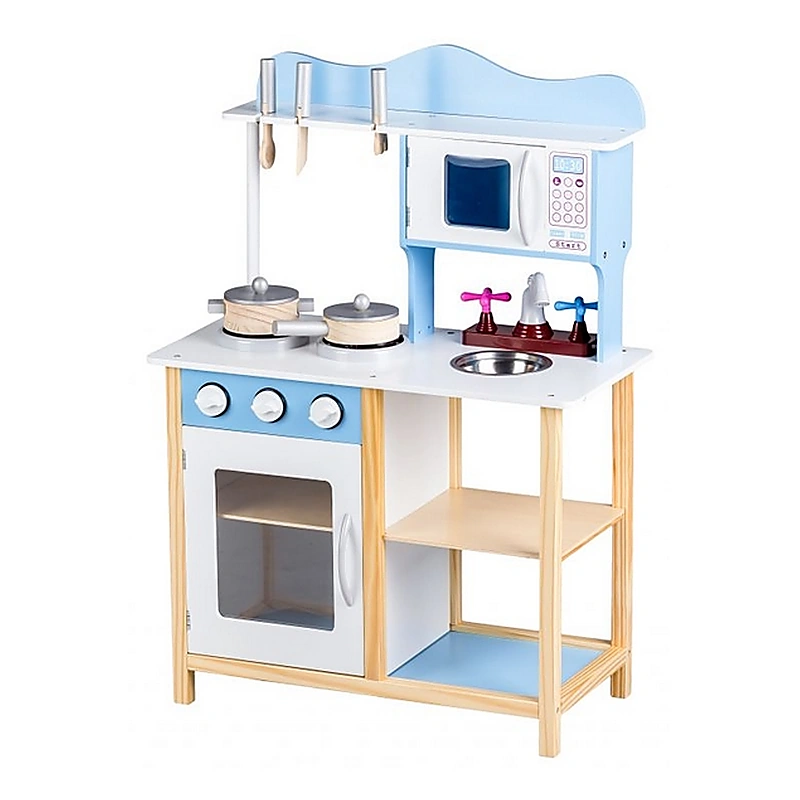 Bucatarii de joaca din lemn - Bucatarie copii Ecotoys - Albastru