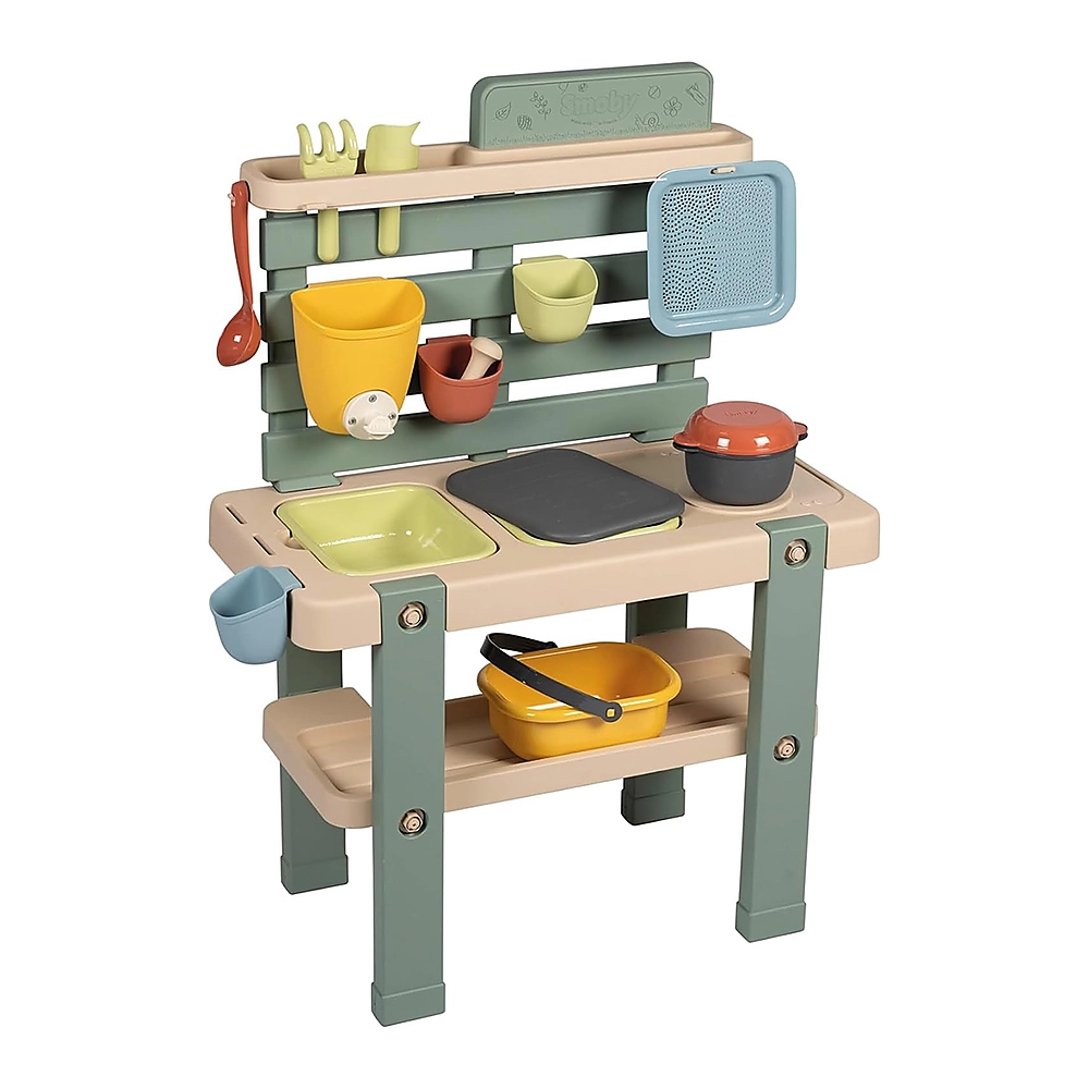 Bucatarii de joaca din lemn - Bucatarie Smoby Mud Kitchen cu 15 accesorii