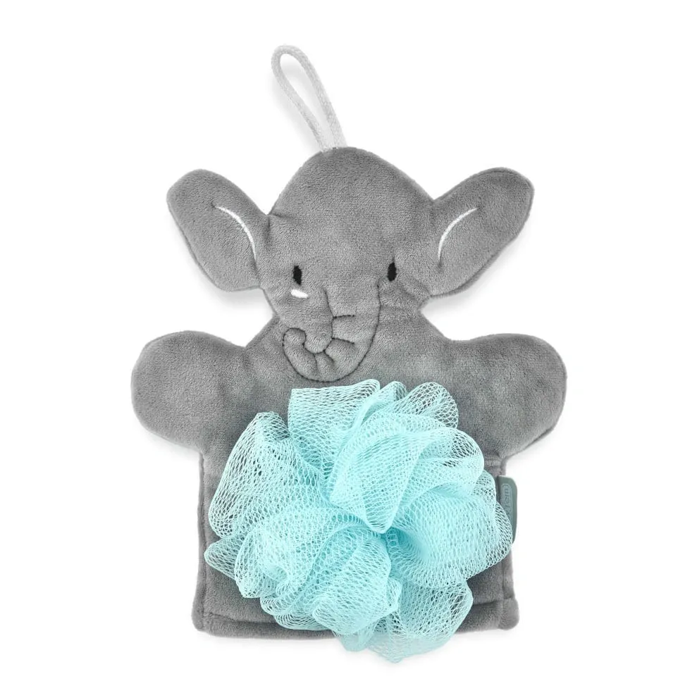 Accesorii pentru baita - Buretel de baie tip manusa Elefantel Gri, 9x11 cm, BabyJem