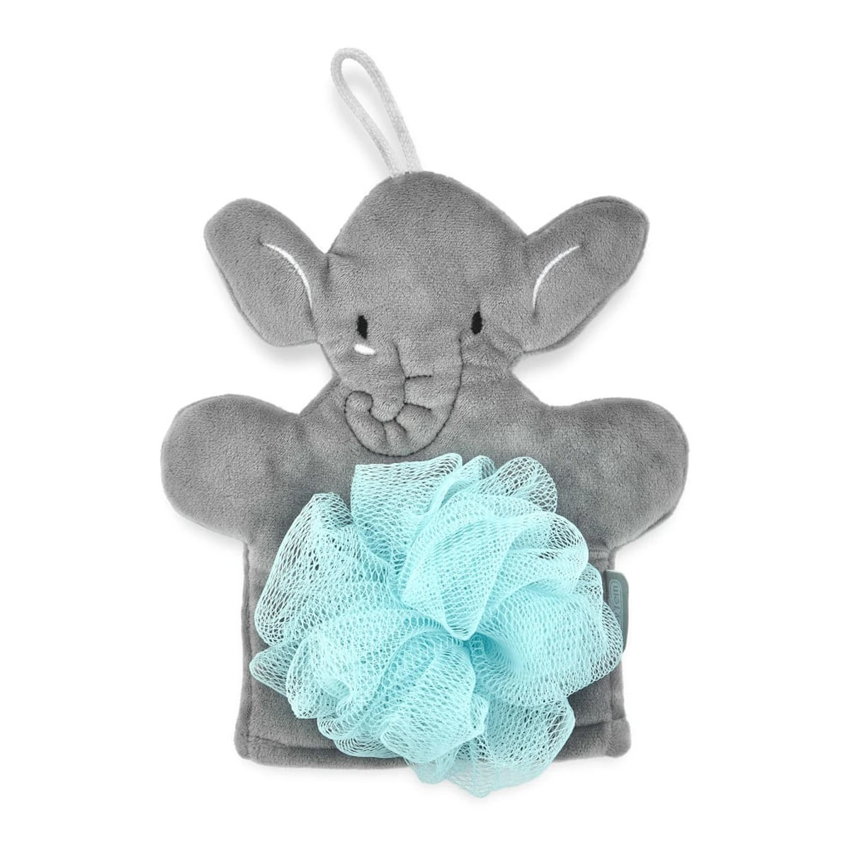 Baita celor mici - Buretel de baie tip manusa Elefantel Gri, 9x11 cm, BabyJem