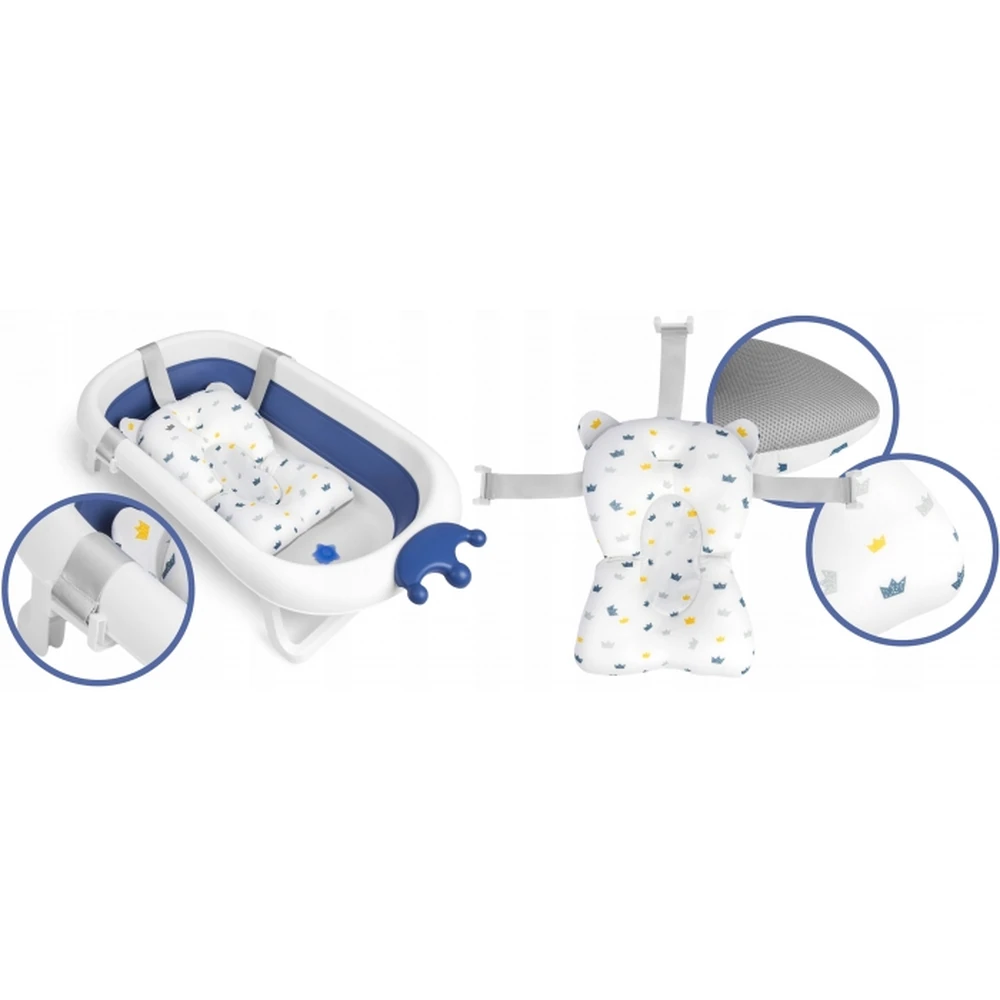 Cadita de baie pliabila, cu dop de scurgere si pernita inclusa Ricokids - Albastru [6]