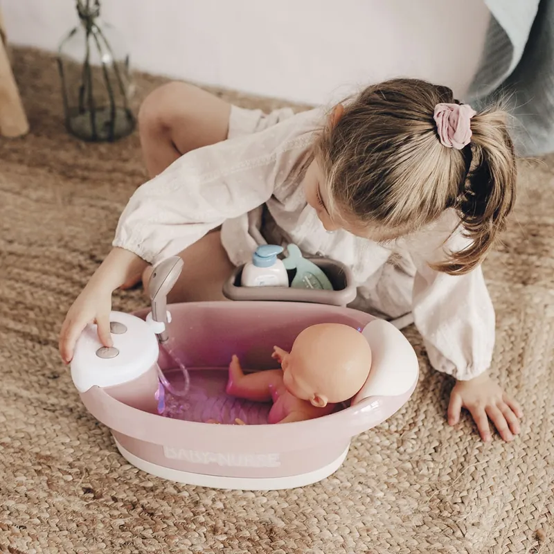 Cadita pentru papusa Smoby Baby Nurse Baleno Bath roz cu accesorii [9]