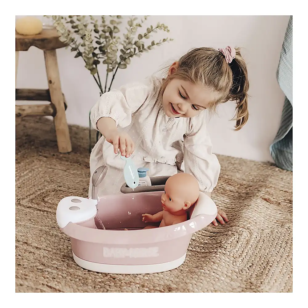 Cadita pentru papusa Smoby Baby Nurse Baleno Bath roz cu accesorii [5]