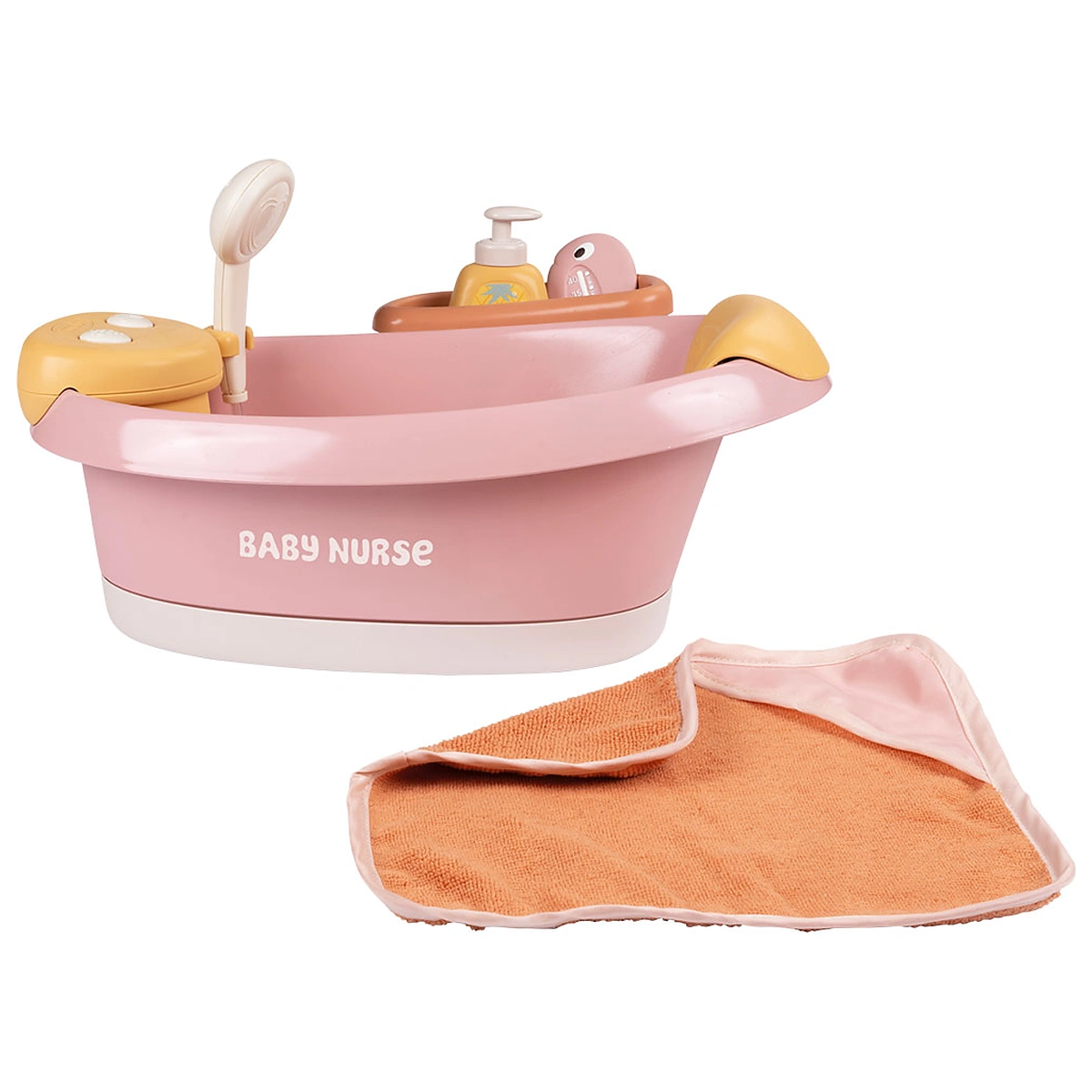 Mobilier pentru papusi - Cadita pentru papusa Smoby Baby Nurse Balneo Bath roz cu 3 accesorii