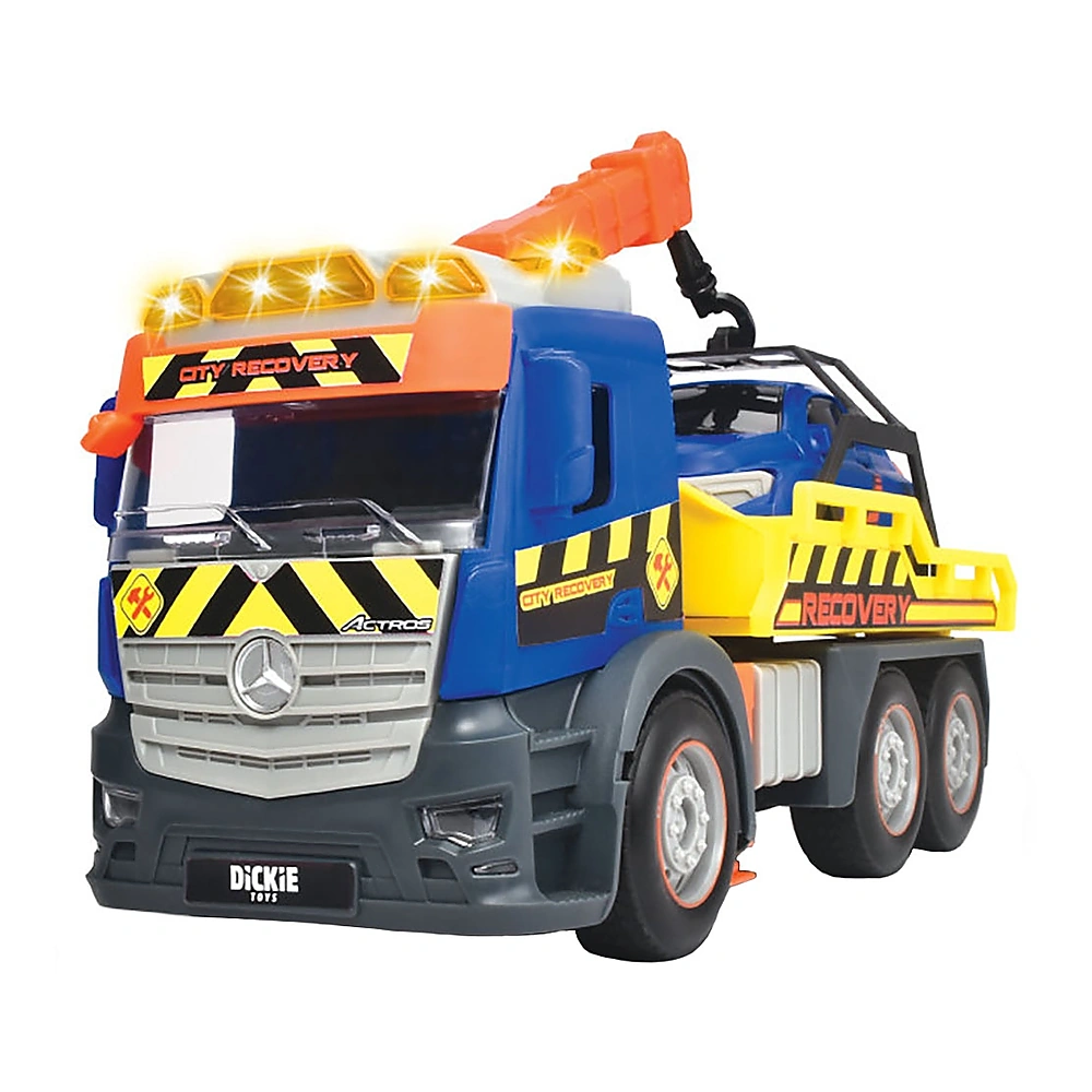 Masinute si camioane - Camion de tractare Dickie Toys Mercedes Recovery cu masinuta