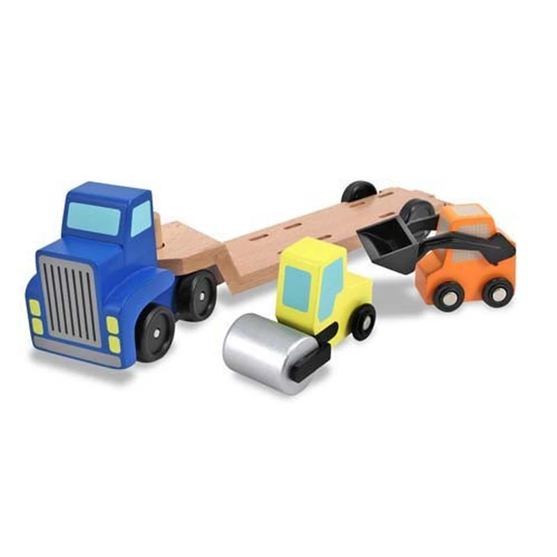 Masinute, trenulete, avioane - Camion transportor cu platforma cu utilaje de constructii Melissa and Doug