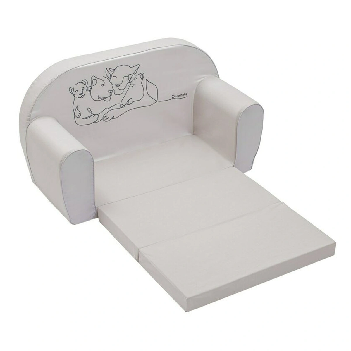 Fotolii copii - Canapea extensibila, New Baby, Din spuma, 42x78x35 cm, 9 luni-5 ani, Leu