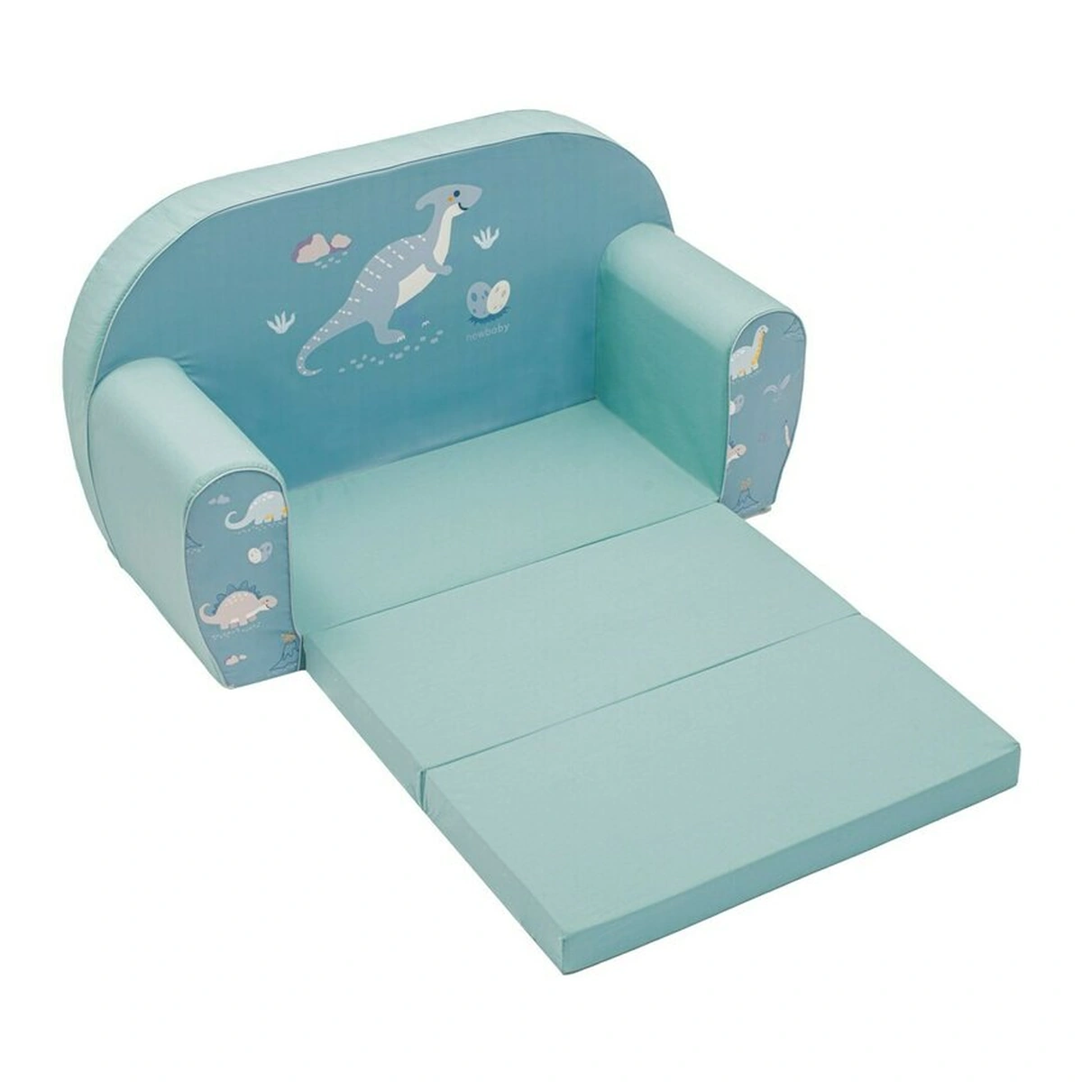 Fotolii copii - Canapea extensibila pentru copii, New Baby, Din spuma, Husa din bumbac, 42x78x35, 9 luni-5 ani, Dinosaur