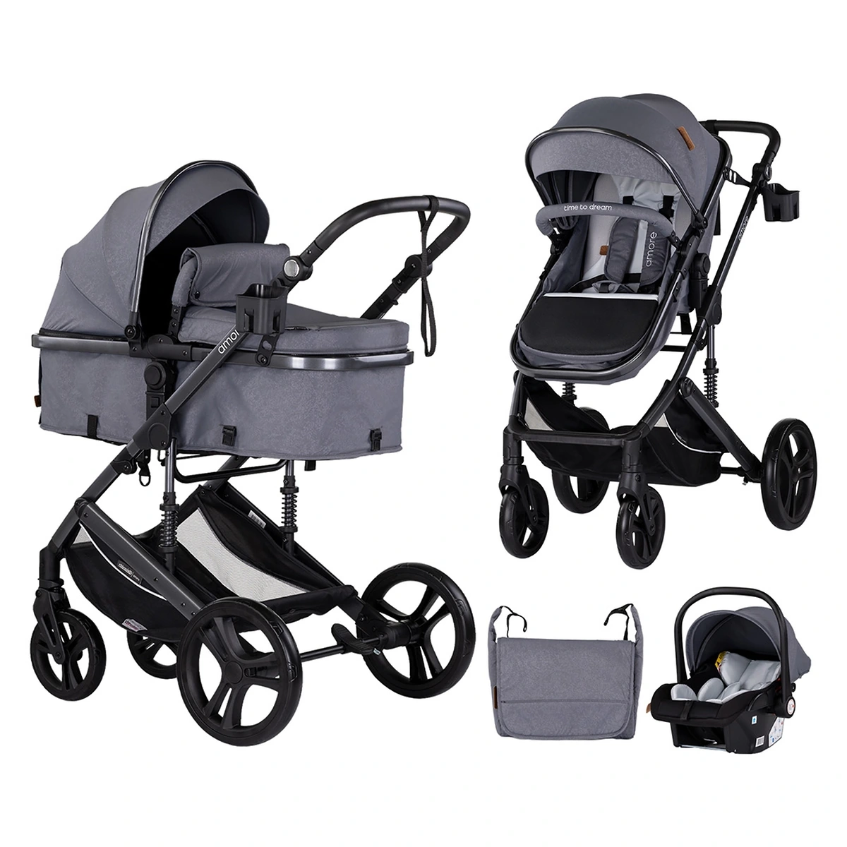 Carucioare 3 in 1 - Carucior Chipolino Amore 3 in 1 cloud grey