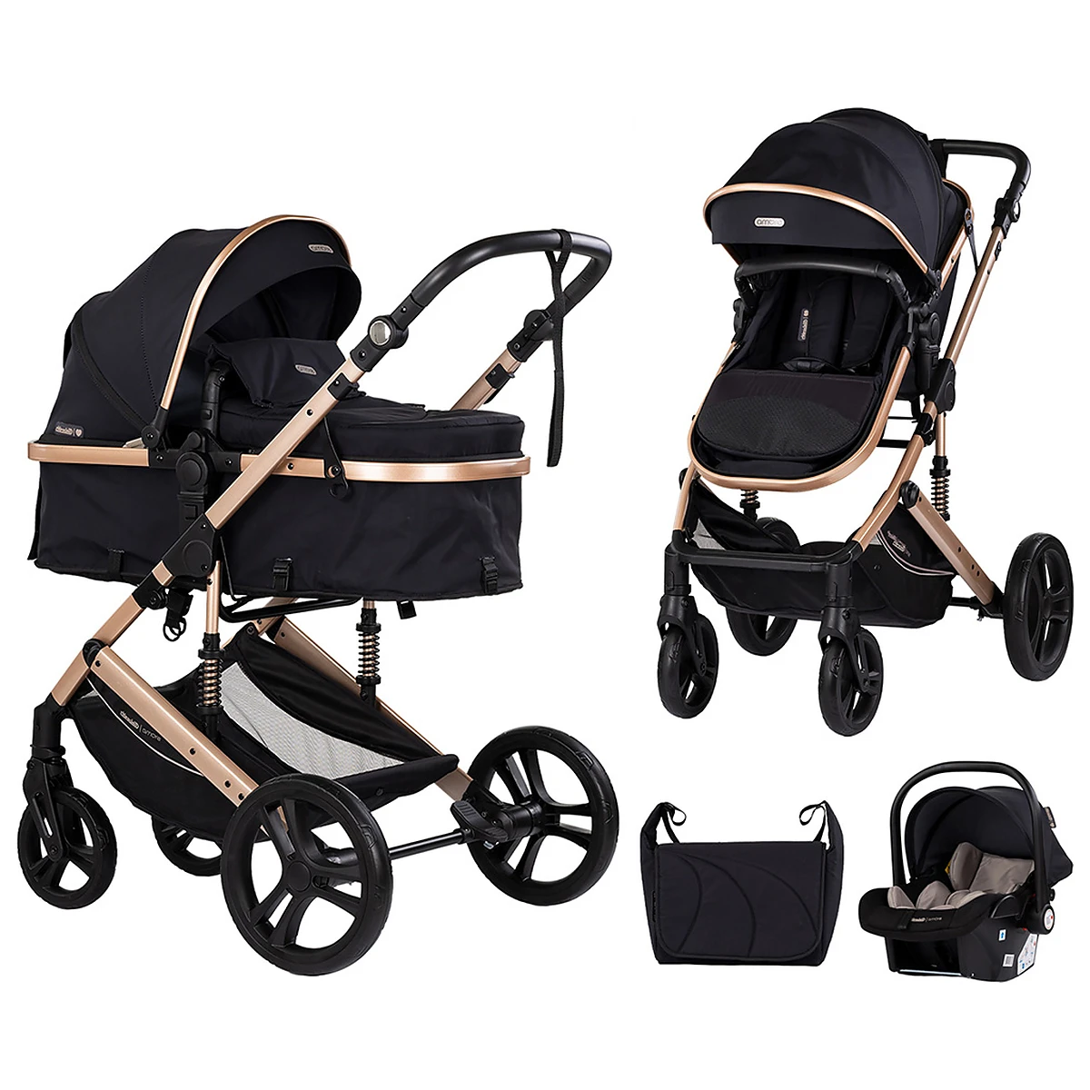 Carucioare 3 in 1 - Carucior Chipolino Amore 3 in 1 noir 0 luni