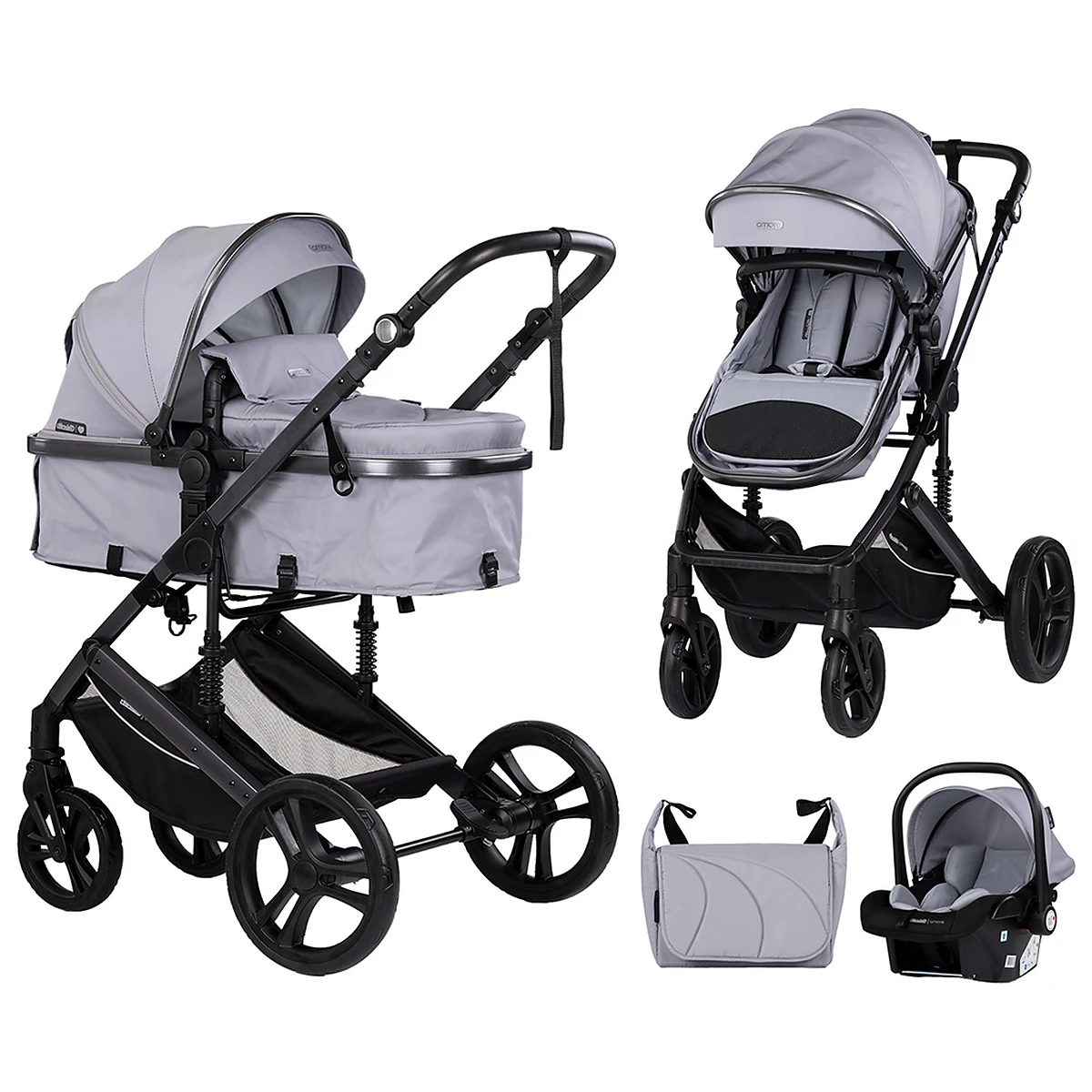 Carucioare 3 in 1 - Carucior Chipolino Amore 3 in 1 platinum 0 luni
