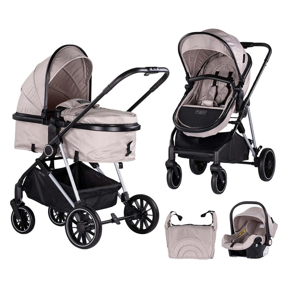 Carucioare 3 in 1 - Carucior Chipolino Aura 3 in 1 tiramisu