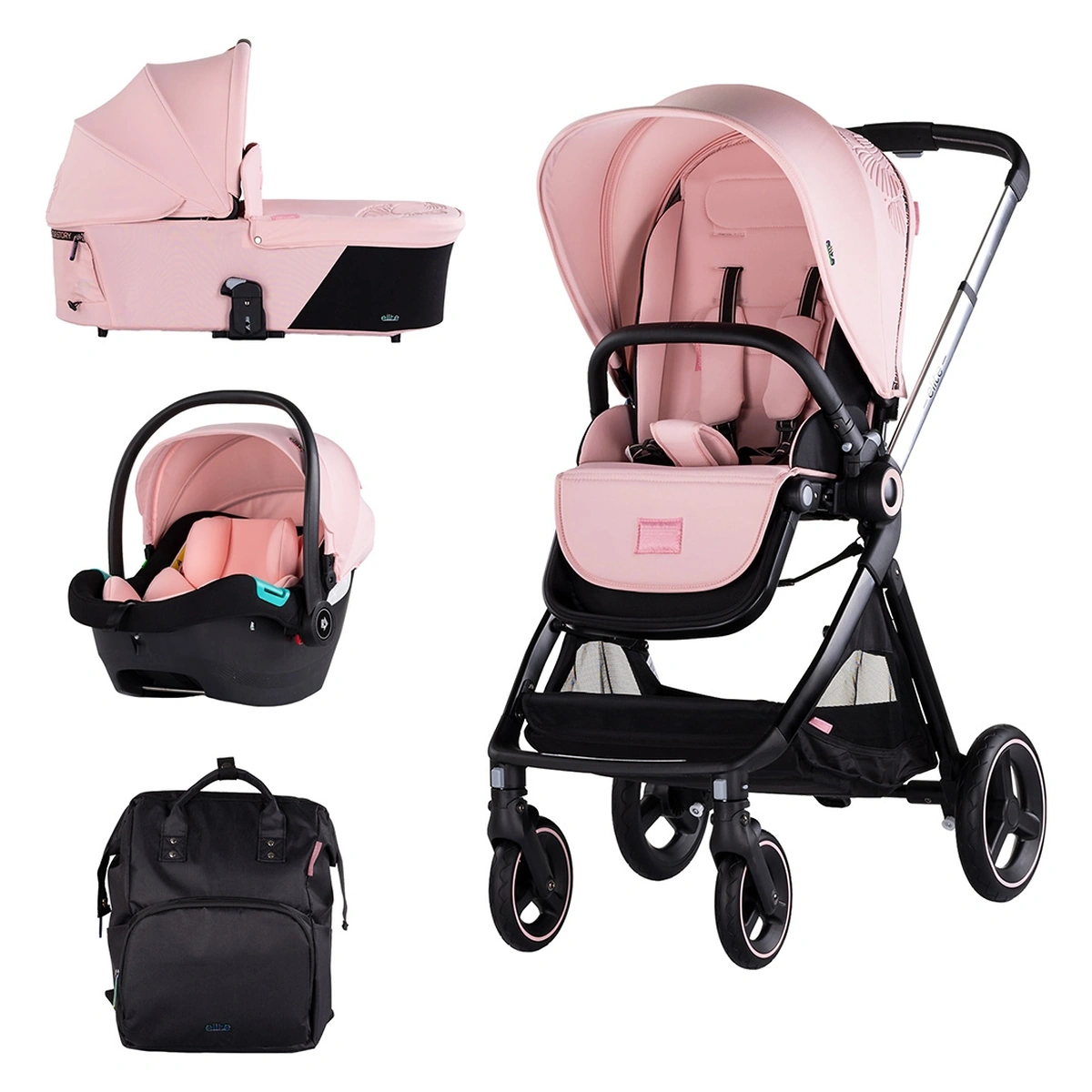 Carucioare 3 in 1 - Carucior Chipolino Elite 3 in 1 pink marshmallow