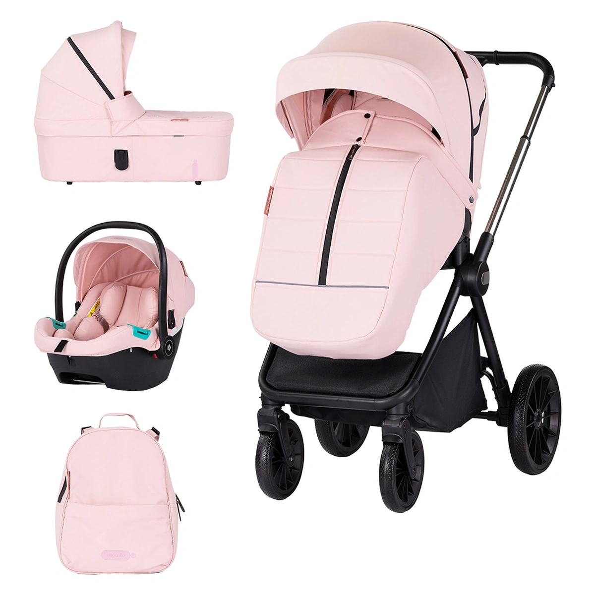 Carucioare 3 in 1 - Carucior Chipolino Encanto 3 in 1 pink marshmallow