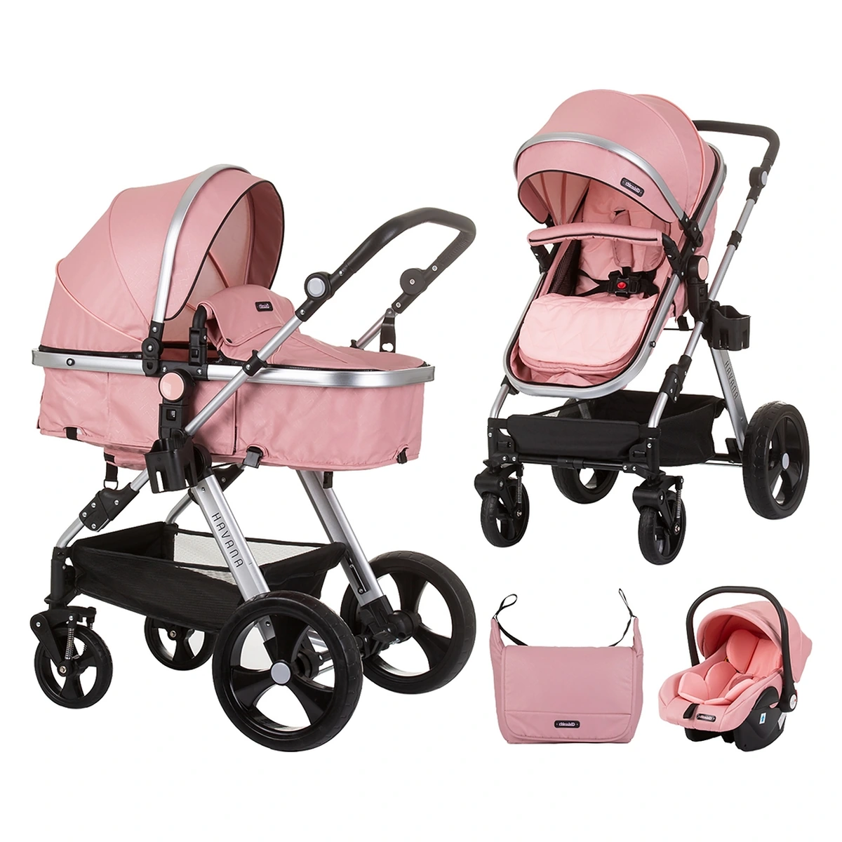 La plimbare - Carucior Chipolino Havana 3 in 1 flamingo