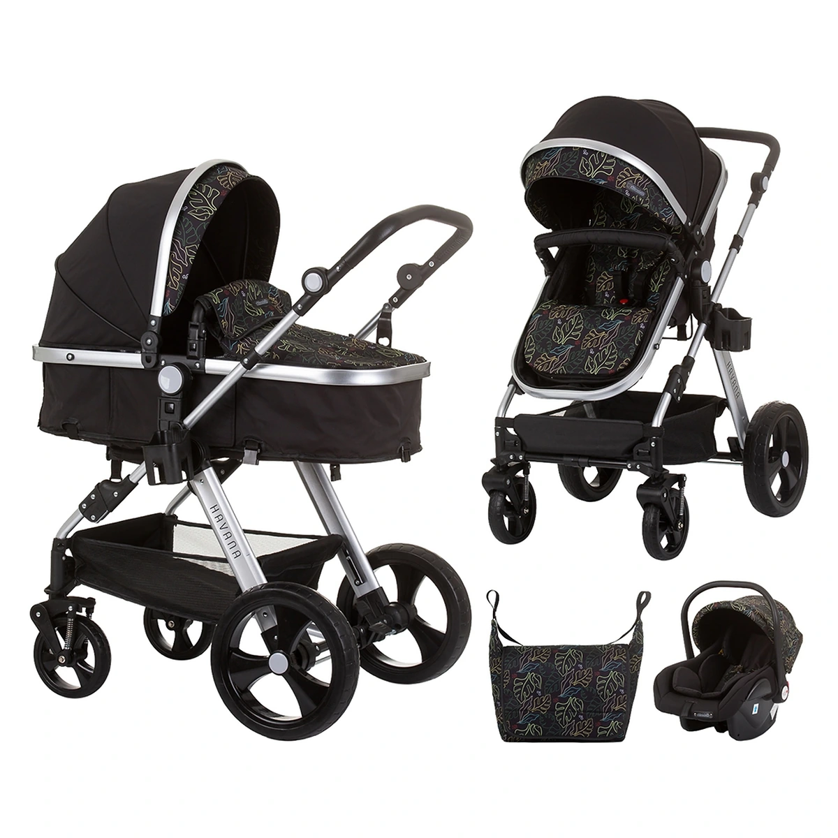 La plimbare - Carucior Chipolino Havana 3 in 1 obsidian leaves