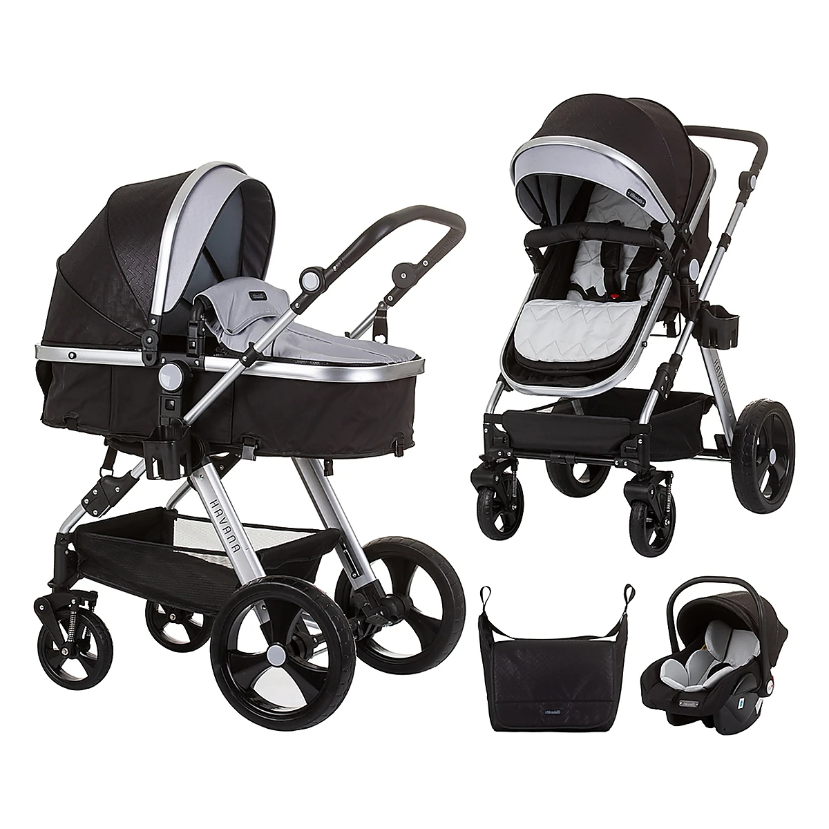 La plimbare - Carucior Chipolino Havana 3 in 1, Obsidian silver