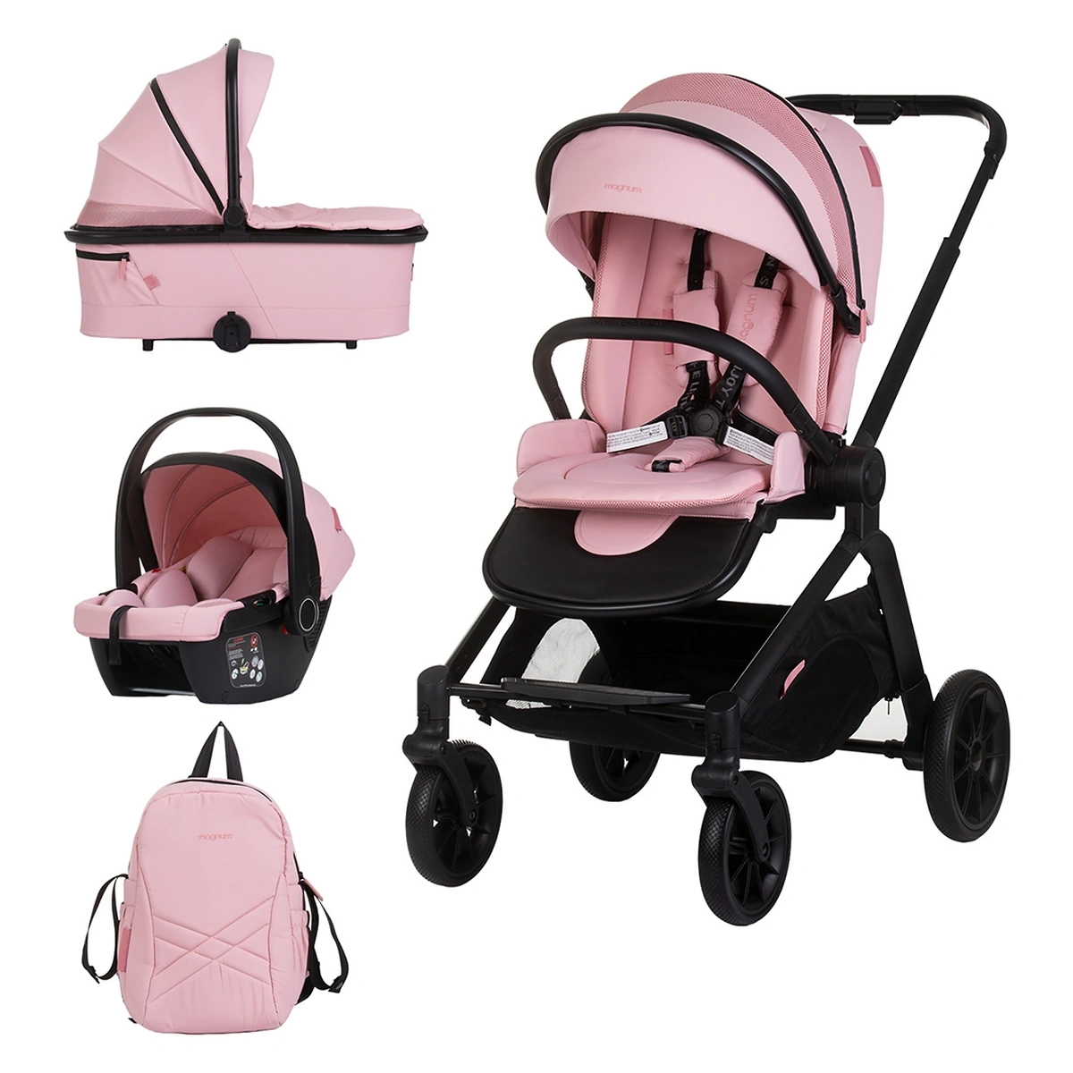 La plimbare - Carucior Chipolino Magnum 3 in 1 pink marshmallow