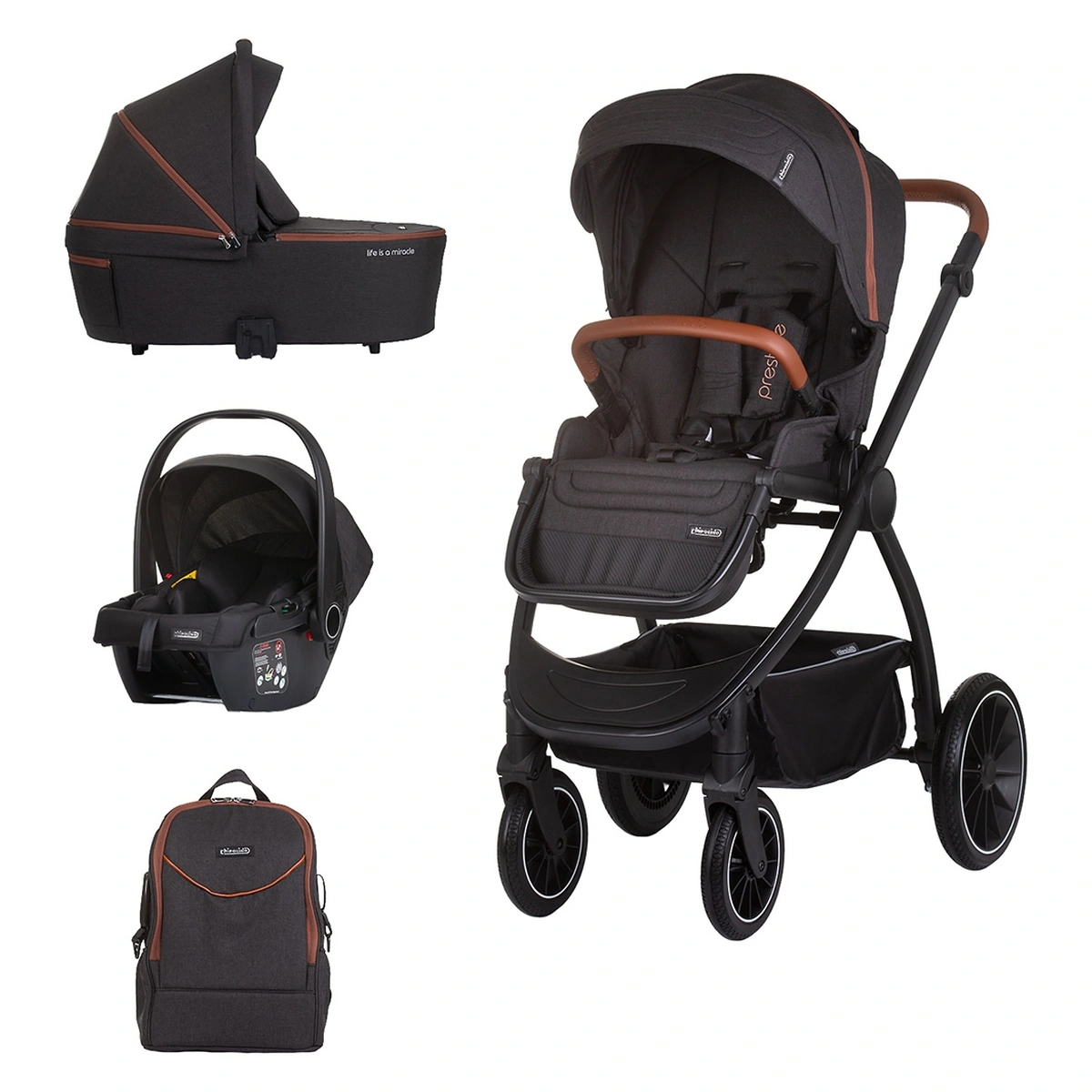 Carucioare 3 in 1 - Carucior Chipolino Prestige 3 in 1 blackberry