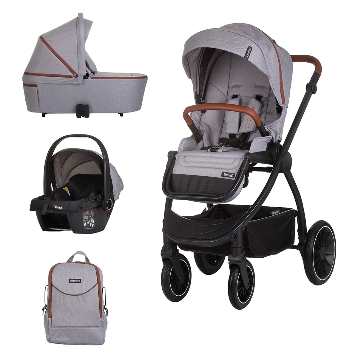 Carucioare 3 in 1 - Carucior Chipolino Prestige 3 in 1 cloud grey