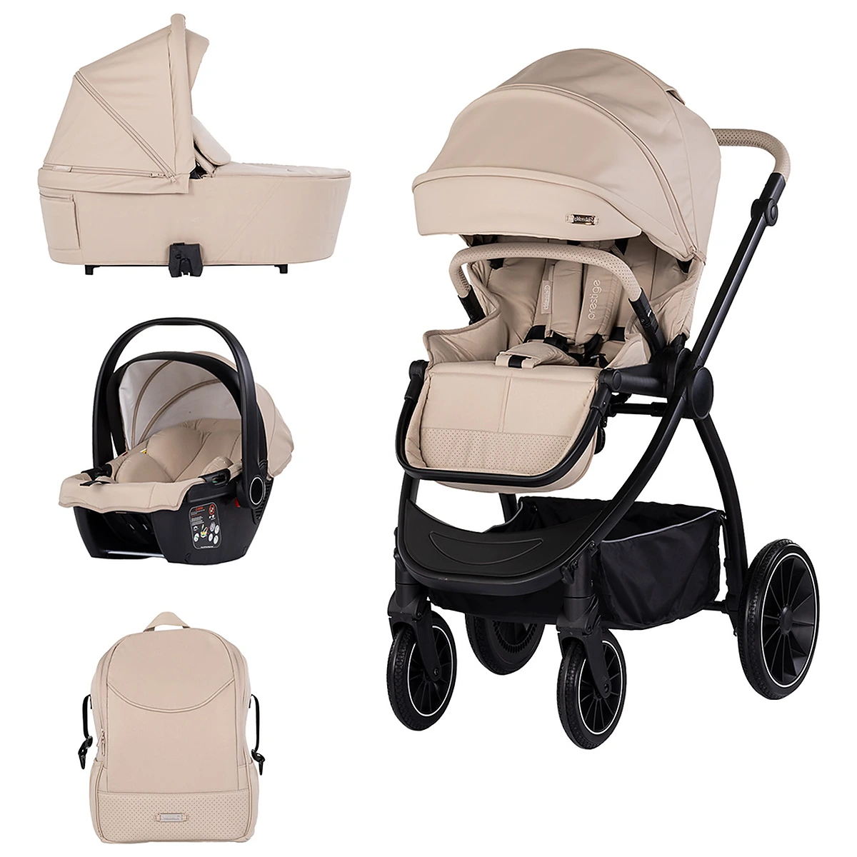 Carucioare 3 in 1 - Carucior Chipolino Prestige 3 in 1, Latte 0 luni