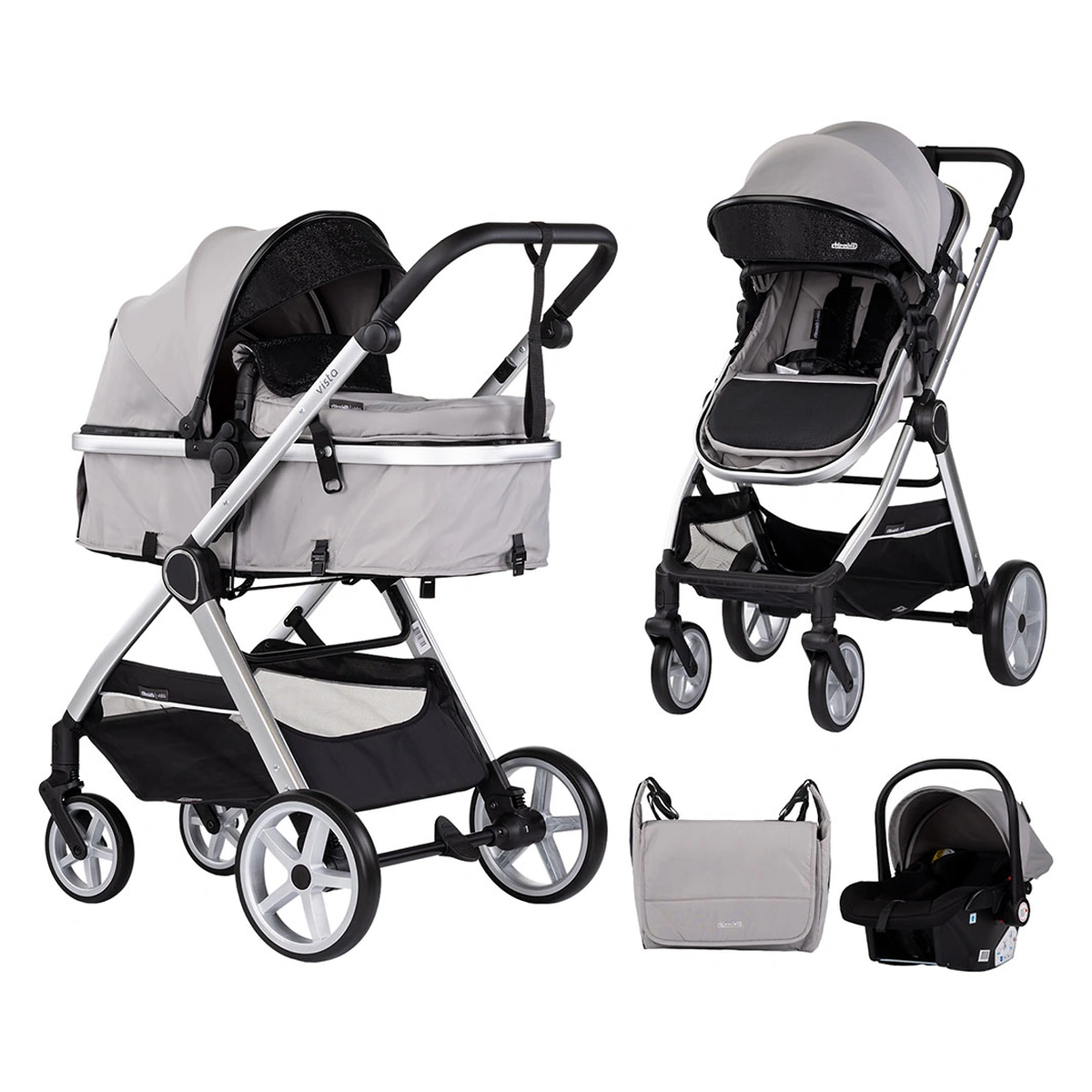 Carucioare 3 in 1 - Carucior Chipolino Vista 3 in 1 cloud grey