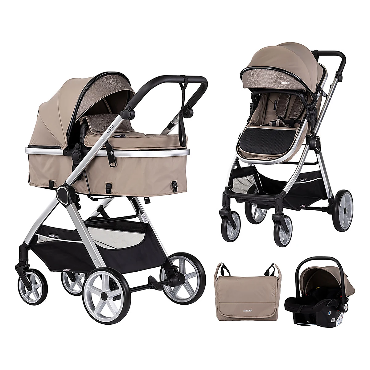 La plimbare - Carucior Chipolino Vista 3 in 1, Tiramisu