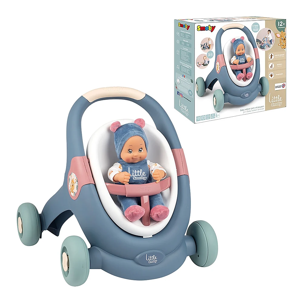Carucior pentru papusi Smoby Baby Walker 3 in 1 cu papusa [11]