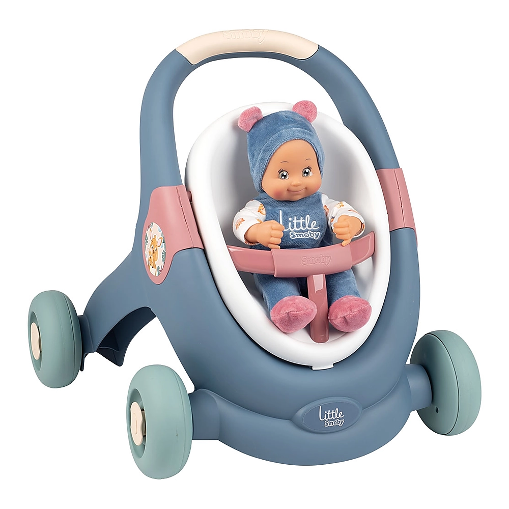 Antemergatoare - Carucior pentru papusi Smoby Baby Walker 3 in 1 cu papusa