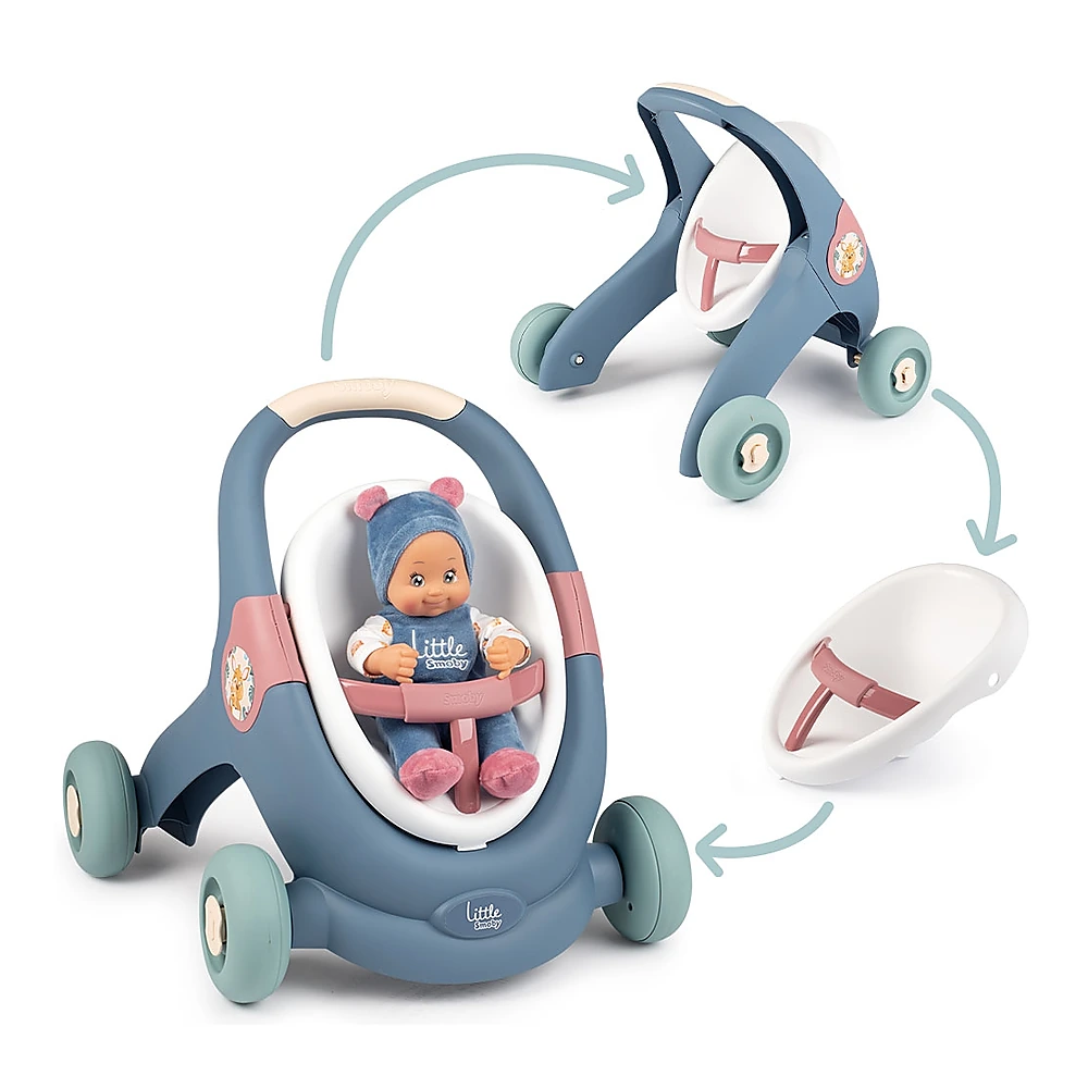 Carucior pentru papusi Smoby Baby Walker 3 in 1 cu papusa [2]