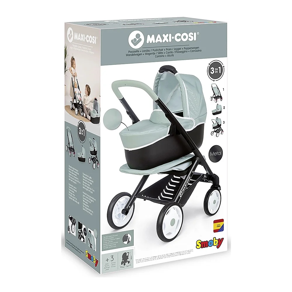 Carucior pentru papusi Smoby Maxi Cosi 3 in 1 albastru [5]