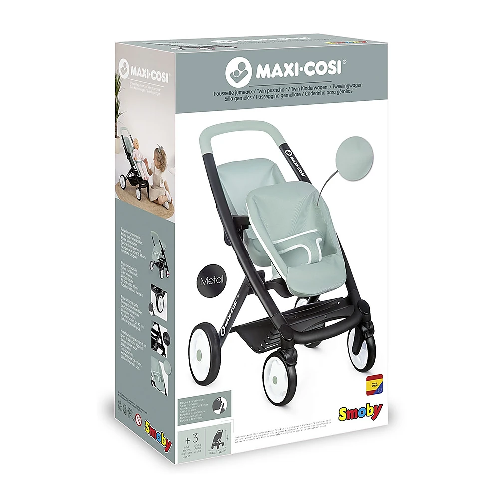 Carucior pentru papusi Smoby Maxi Cosi Twin albastru [5]