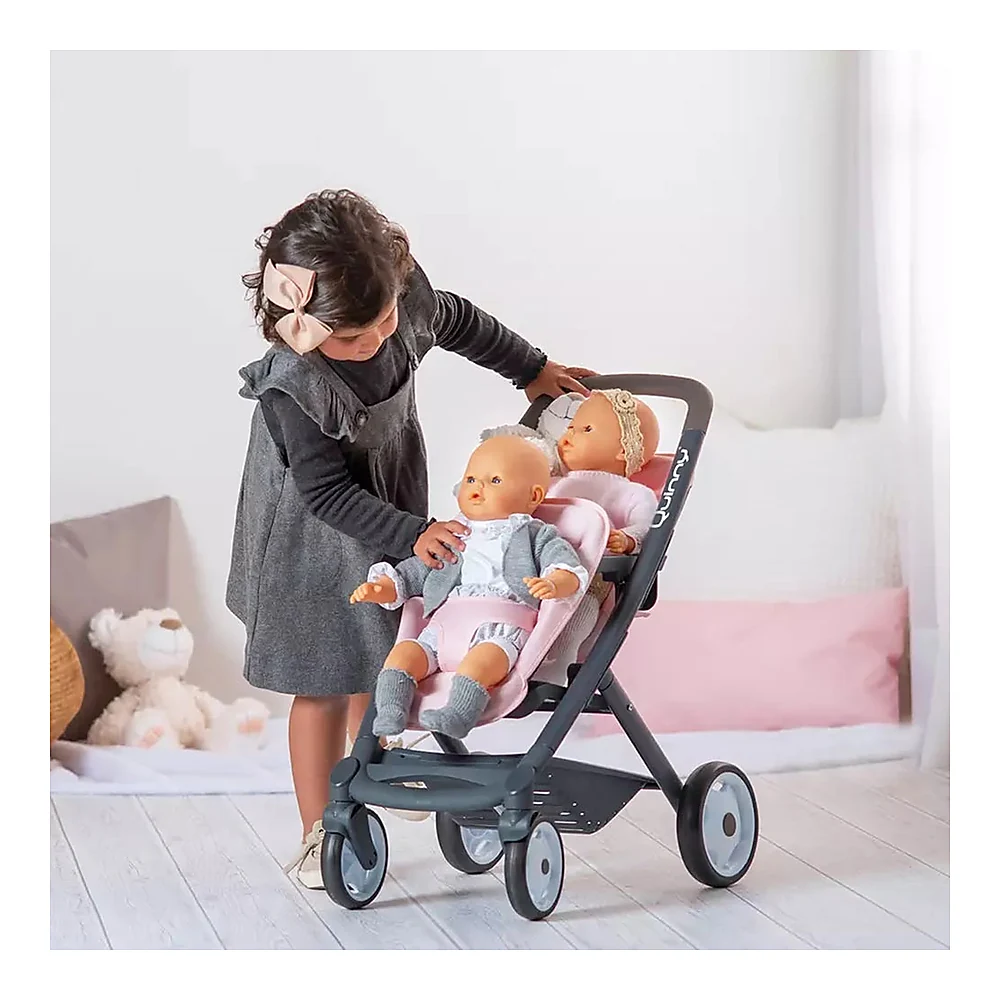 Carucior pentru papusi Smoby Maxi Cosy Quinny Twin roz [3]