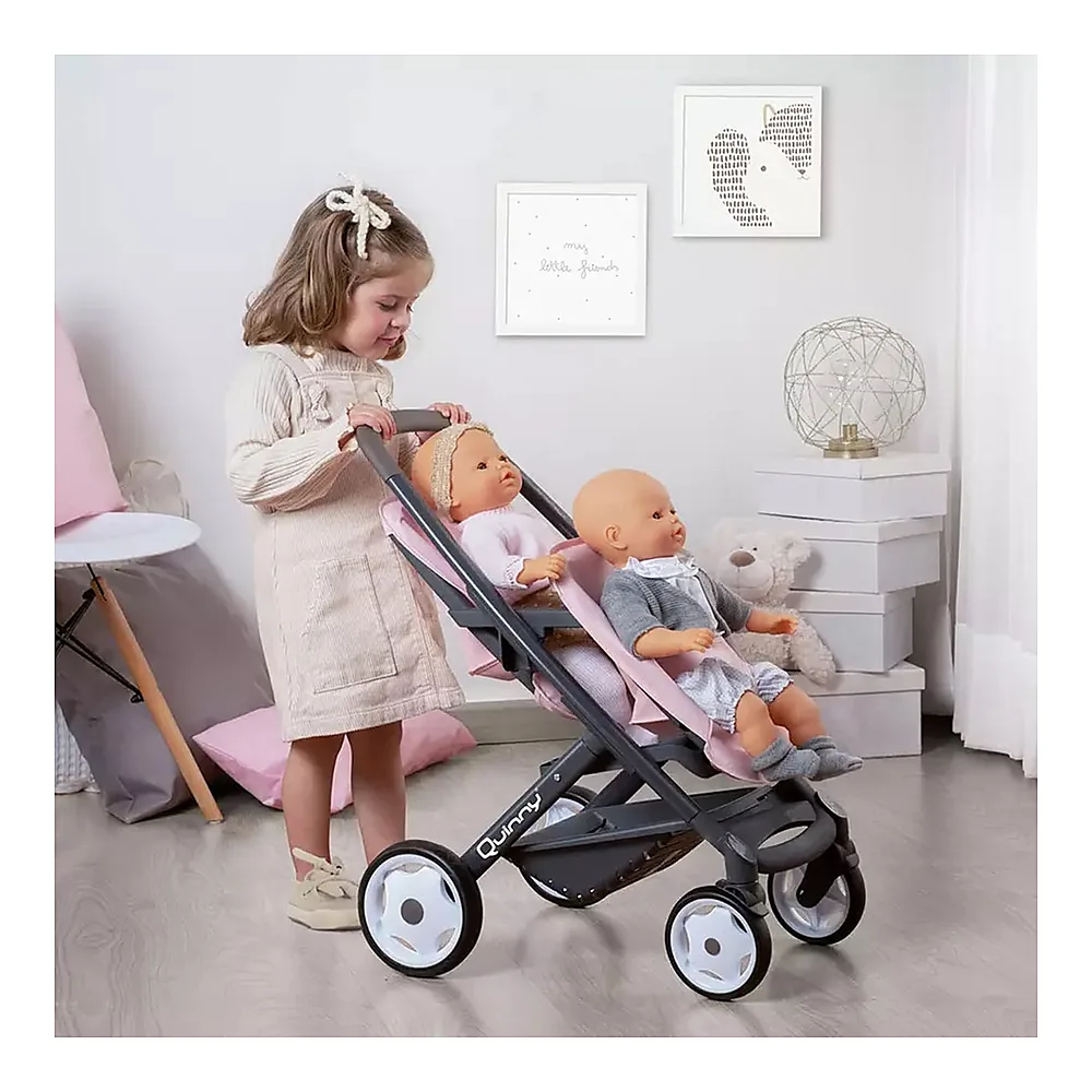 Carucior pentru papusi Smoby Maxi Cosy Quinny Twin roz [2]
