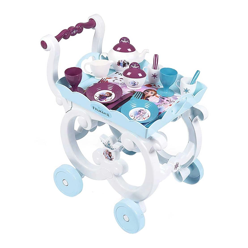 Accesorii pentru bucatarie - Carucior servire ceai Smoby Frozen 2 XL cu 17 accesorii