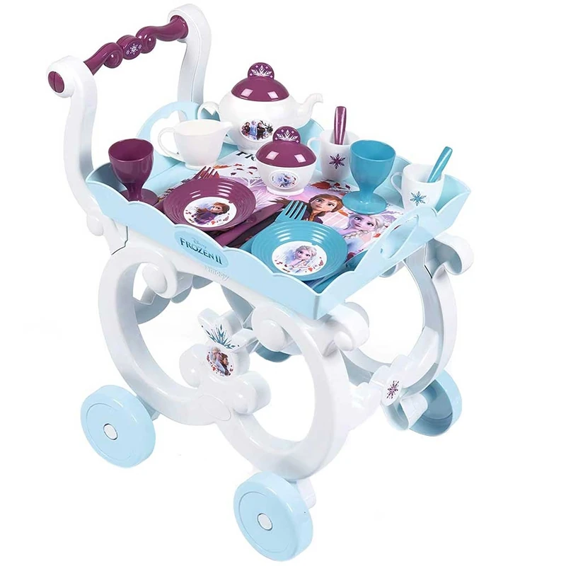 Jucarii - Carucior servire ceai Smoby Frozen 2 XL cu 17 accesorii