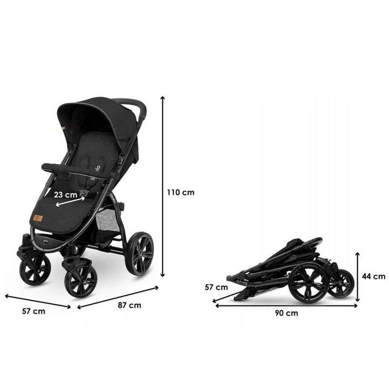 Carucior sport Annet Plus, De la nastere, Cu accesorii si capotina XXL reglabila, 0 - 22 Kg, Negru [2]