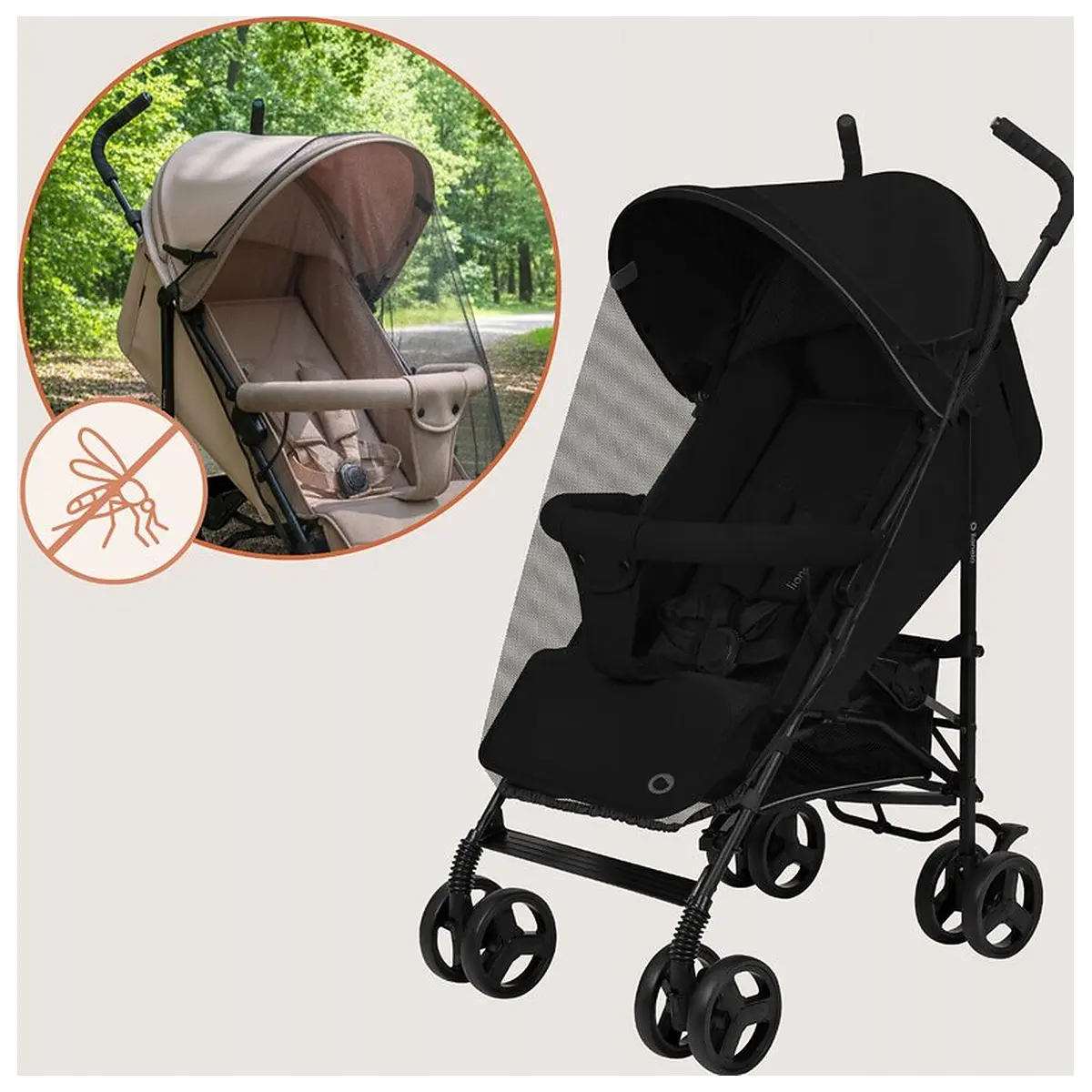Carucior sport, Lionelo, Elia, Cu plasa de tantari, Suport de picioare reglabil, Spatar ajustabil in 4 pozitii, Capotina XXL, Pliere tip umbrela, Capacitate 15 kg, 6 luni+, Negru [15]