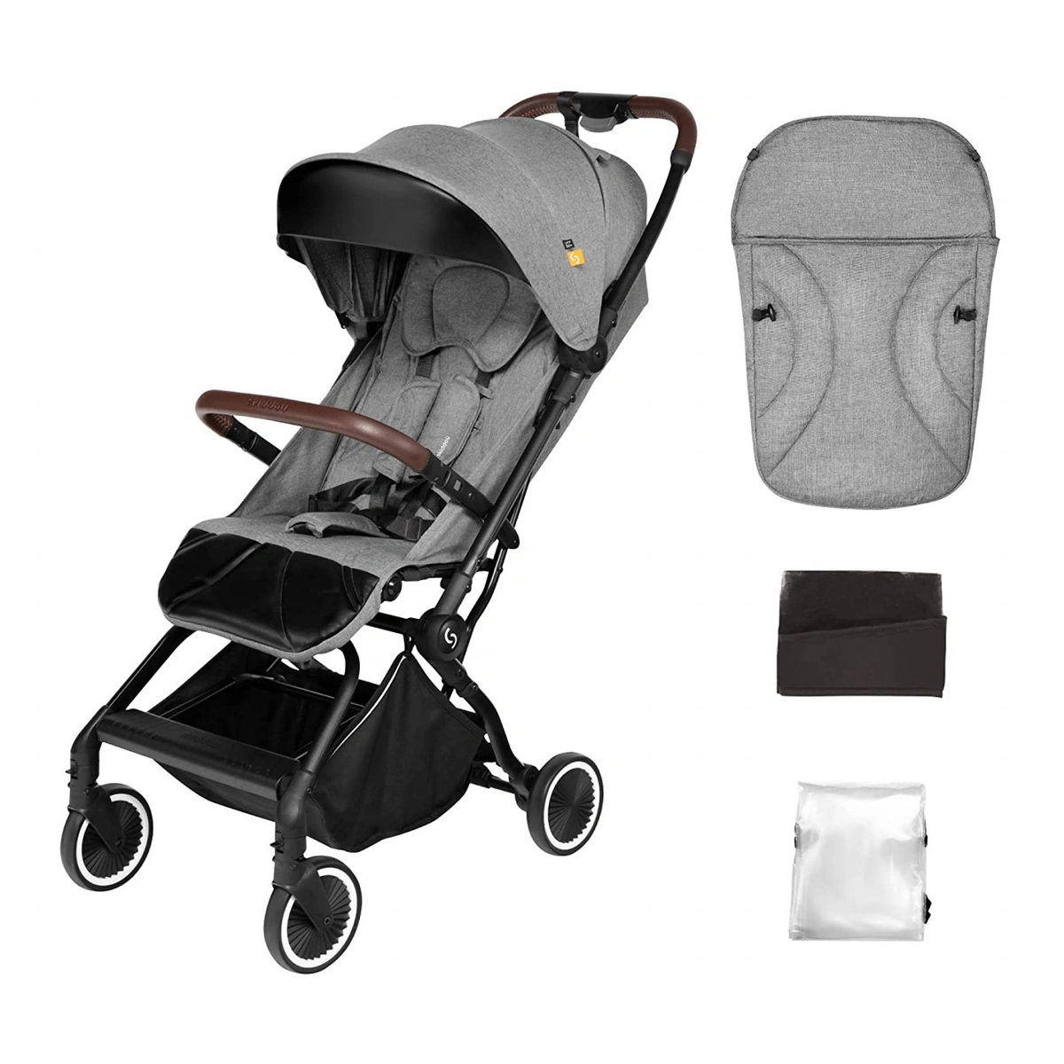 Carucioare - Carucior sport pliabil Skiddou Espoo+ Evening Shadow, ultracompact pentru calatorii, Gri inchis