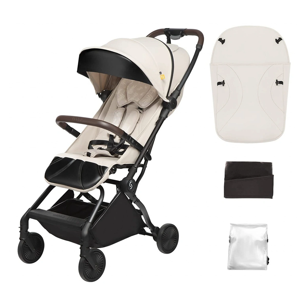 Carucioare sport - Carucior sport pliabil Skiddou Espoo+ Vanilla Delight, ultracompact pentru calatorii, Beige - Editie Limitata
