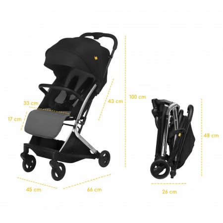 Carucior sport pliabil Skiddou Mikkeli Onyx, ultracompact pentru calatorii, Negru [10]