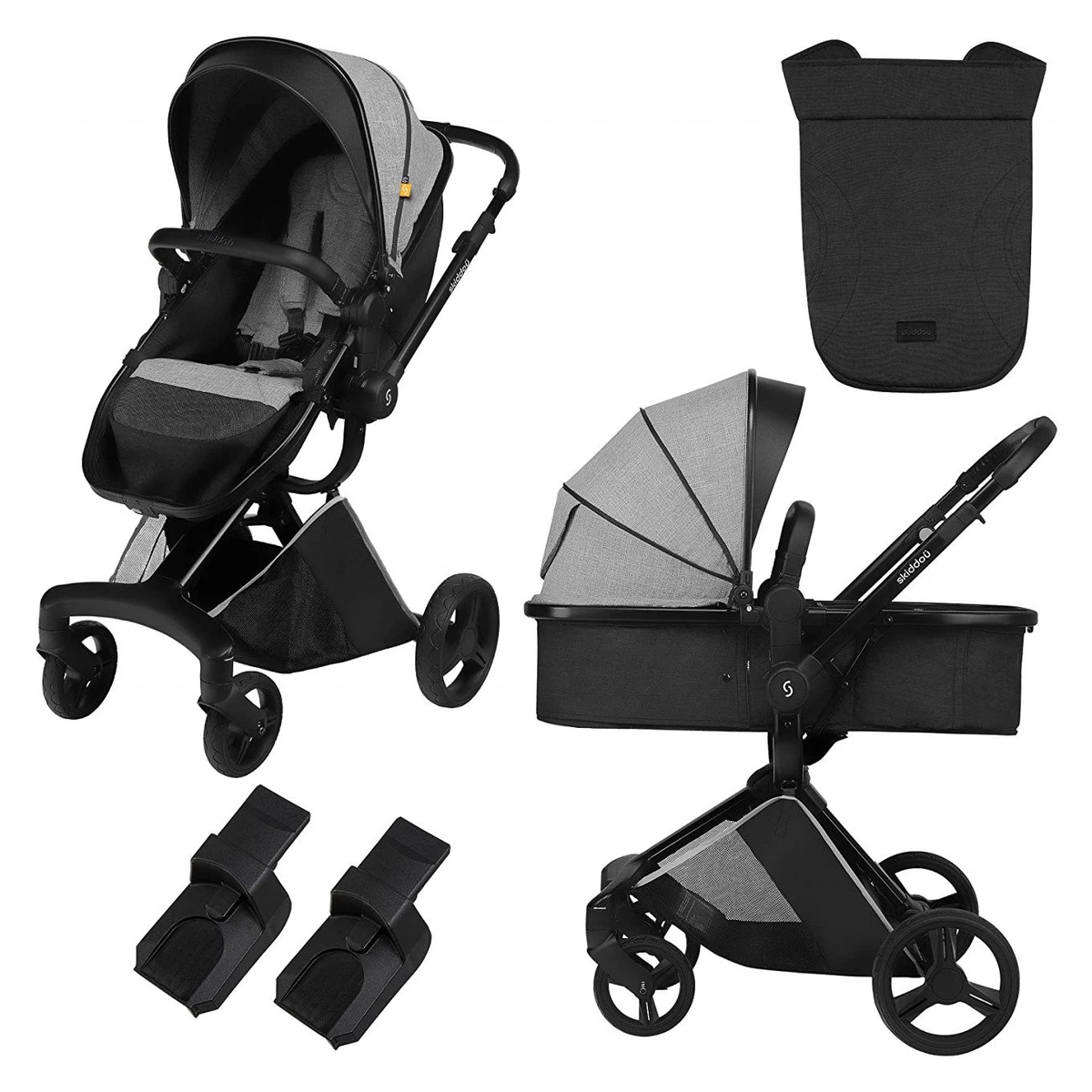 Carucioare - Carucior transformabil 2 in 1 Skiddou Nasjo Normandic Dream, Gri