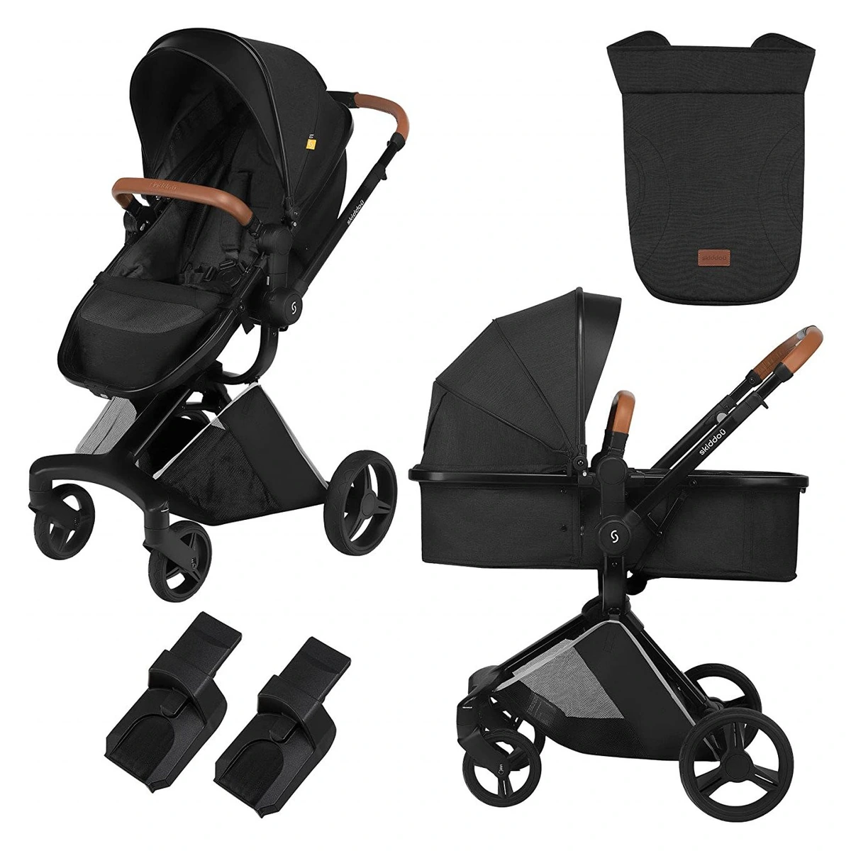 Carucioare - Carucior transformabil 2 in 1 Skiddou Nasjo Onyx, Negru