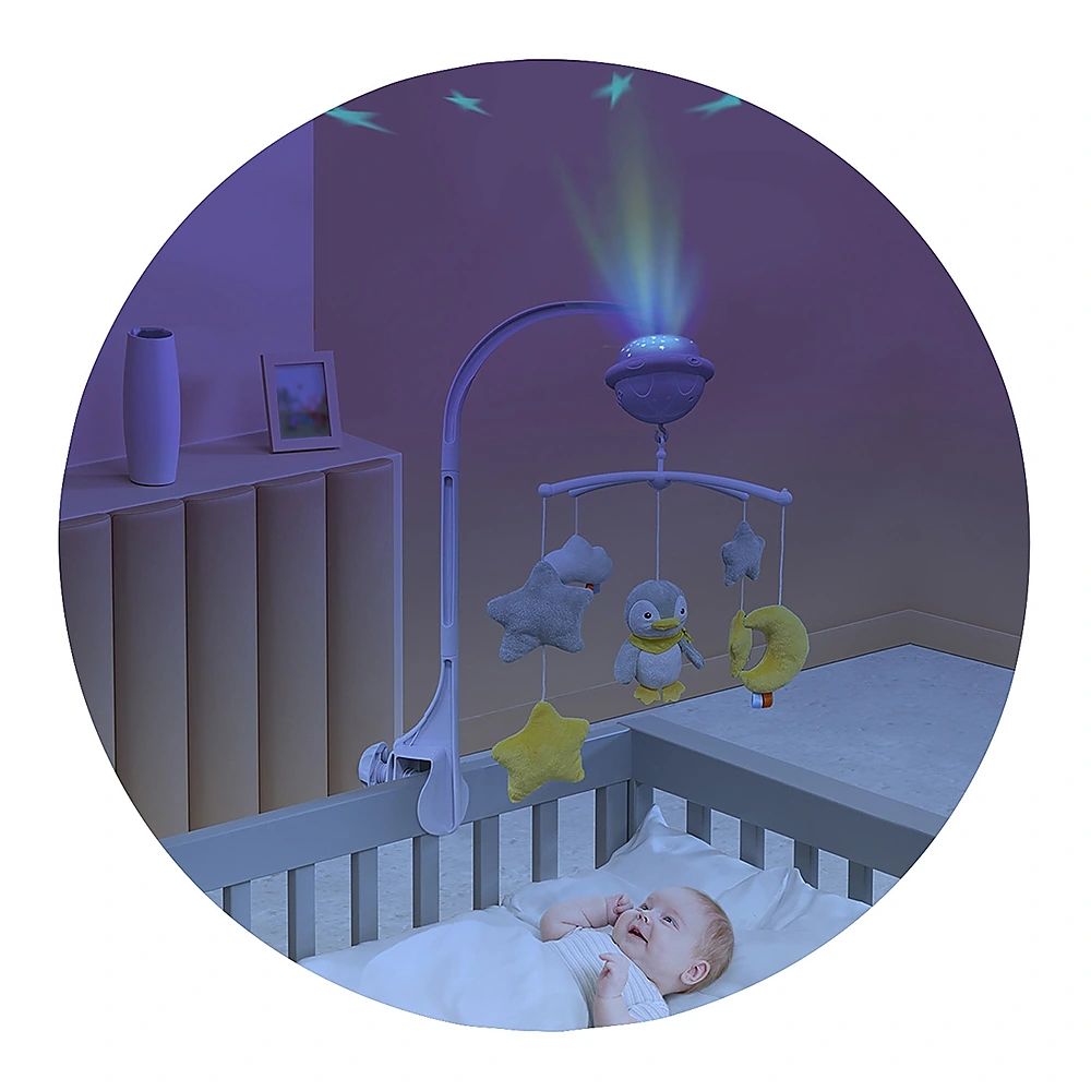 Carusel muzical pentru patut cu proiector Chipolino Penguin [1]